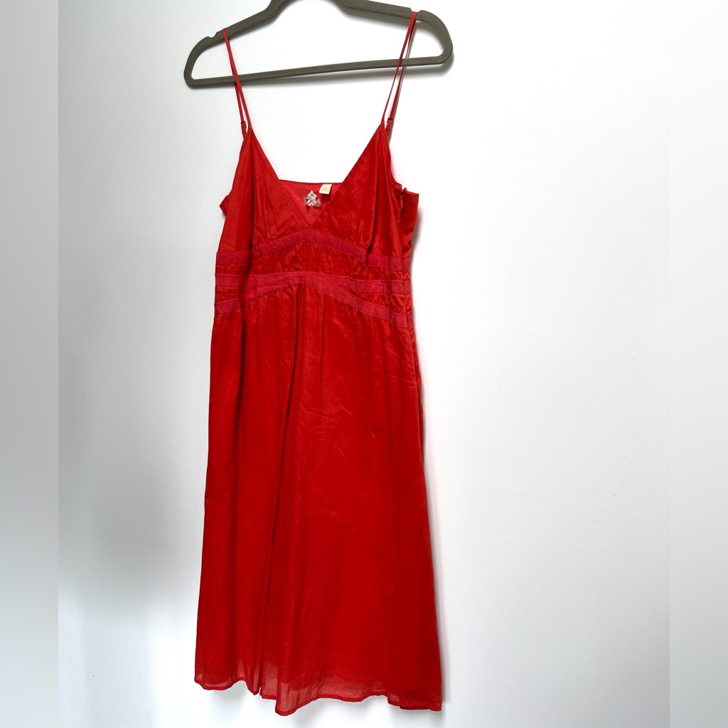 Anthropologie, Ribbon Empire Line Sundress By Maeve. Size 8 ( Fits Like A 6)